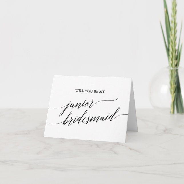 Carte Élégante calligraphie Junior Bridesmaid Propositio (Devant)