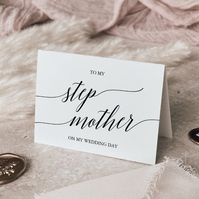 Carte Élégante Calligraphie Noire À Mon Étape-Mère (Créateur téléchargé)