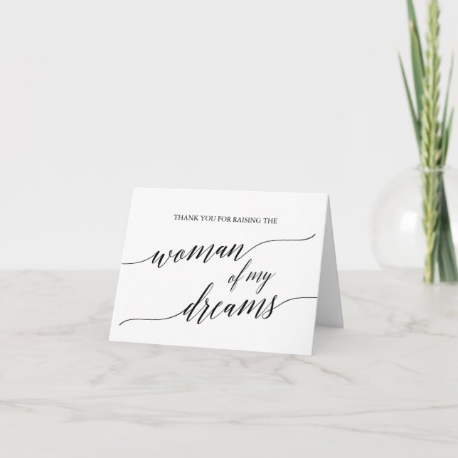 Carte Élégante calligraphie noire Femme de mes rêves (Devant)