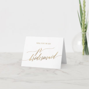 Carte Élégante calligraphie Or Jr Bridesmaid Proposition