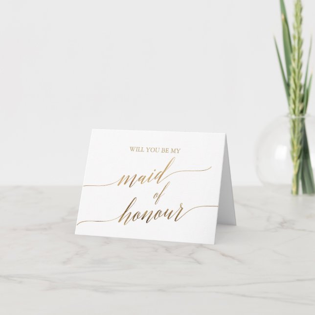 Carte Élégante calligraphie or Maid of Honor Proposition (Devant)