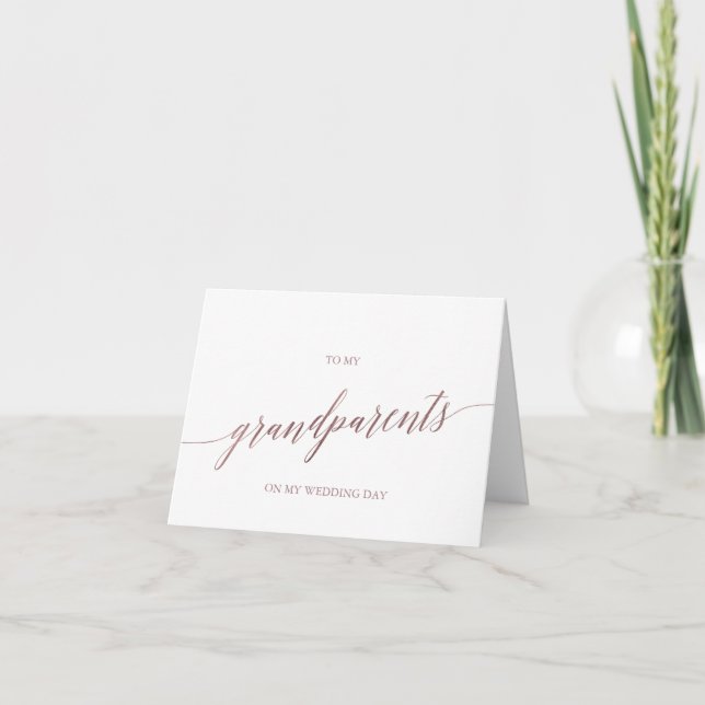 Carte Élégante Calligraphie Or Rose À Mes Grands-Parents (Devant)