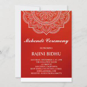 Carte Élégante cérémonie de Crimson Paisley Indian Mehnd