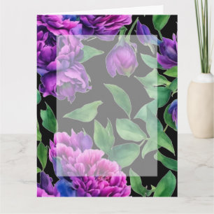 Carte Élégante couleur magenta violet fleurs