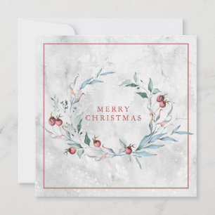 Carte Élégante couronne botanique de Noël