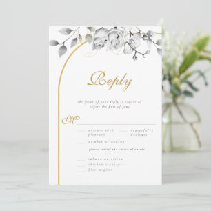 Carte Élégante couronne florale Black White Mariage Repa
