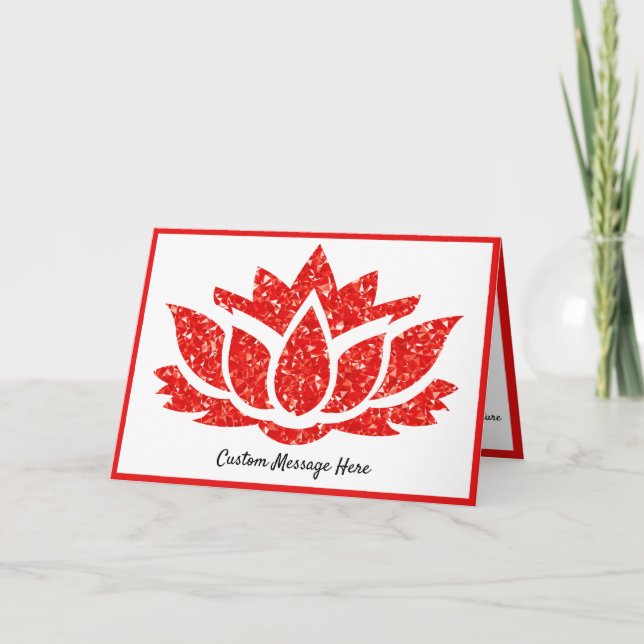 Carte Elégante Cristal Ruby Rouge Gemstone Lotus Flower (Devant)