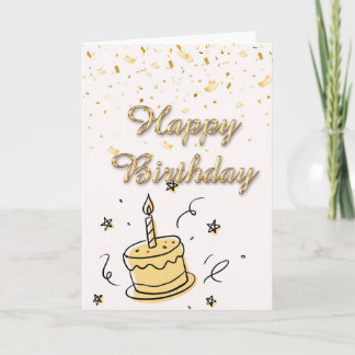 Carte élégante d'anniversaire avec confettis dorés