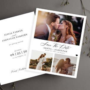 Carte élégante de budget de 3 photos de mariage po
