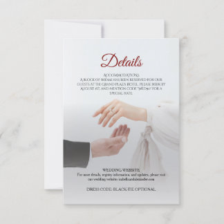 Carte élégante de détails de mariage avec photo en