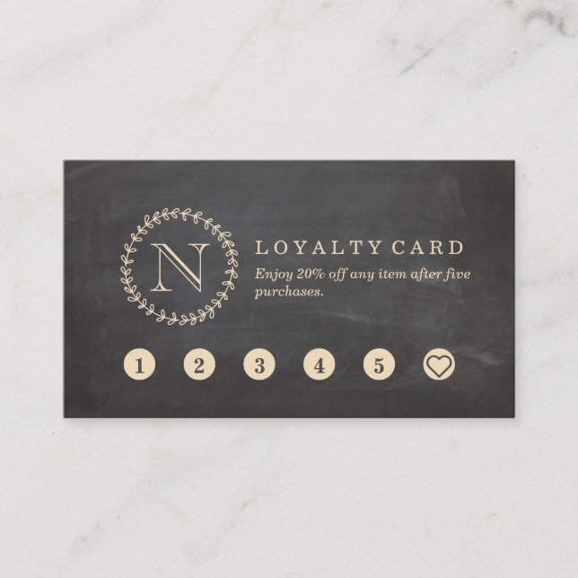 Carte élégante de fidélité de monogramme de style (Devant)