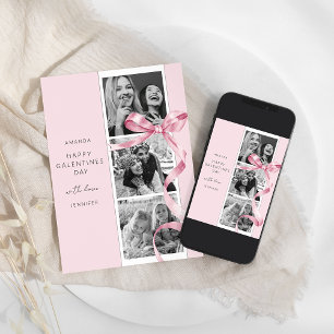 Carte élégante de Galentines Day avec nœud rose et