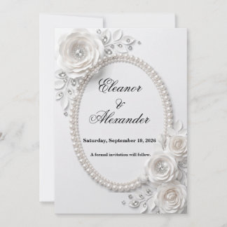 Carte Élégante de Mise en Garde Pearl & Crystal Fl