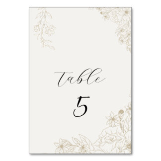Carte élégante de numéro de table de mariage flora