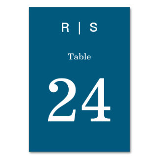 Carte élégante de numéro de table en bleu avec mon
