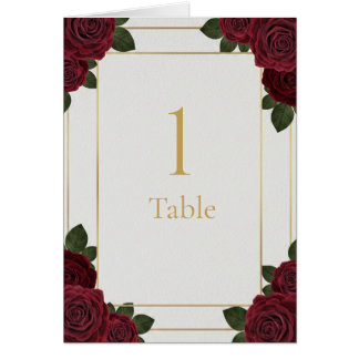 Carte élégante de numéro de table en rose burgundy