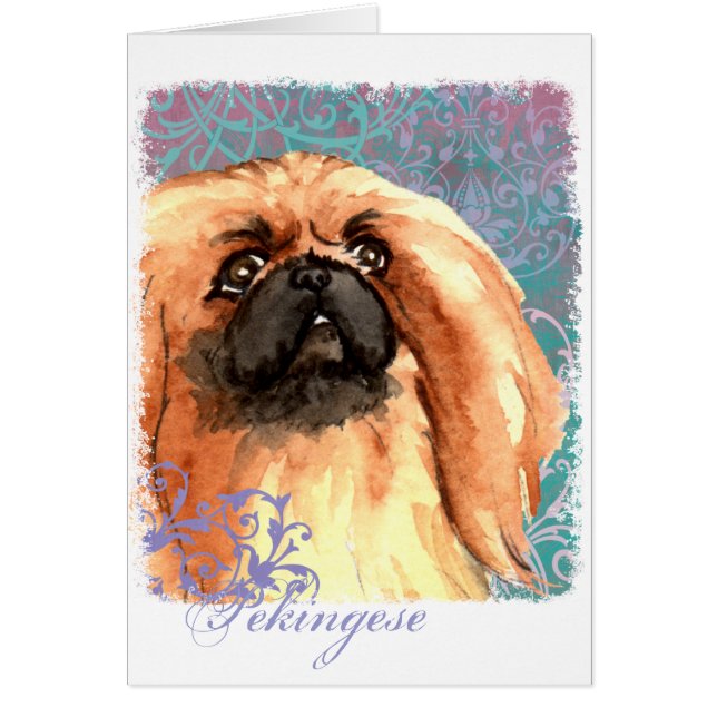 Carte élégante de Pekingese (Devant)