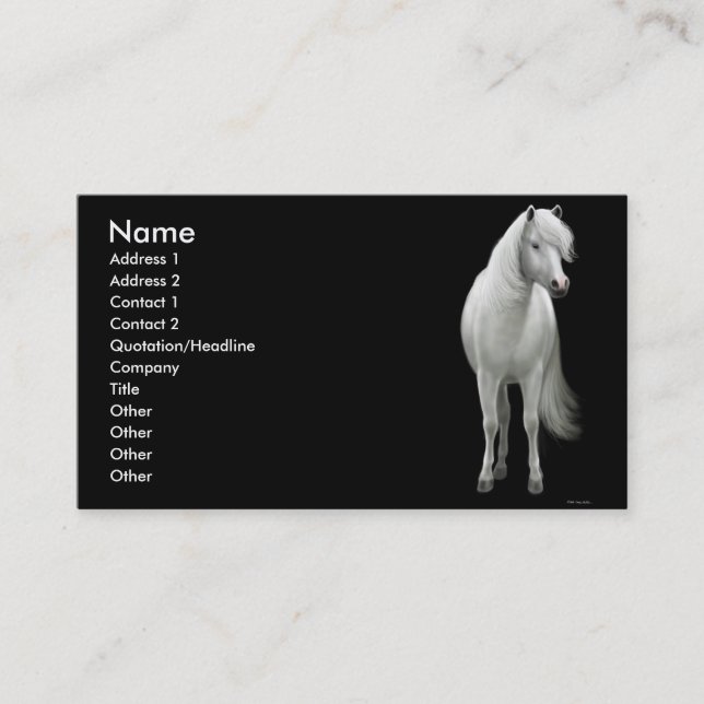 Carte élégante de profil de cheval blanc (Devant)