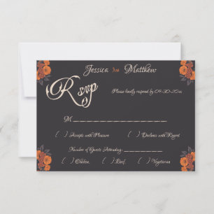 Carte élégante de réponse officielle avec fleurs o