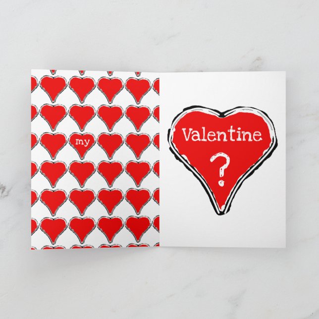 Carte élégante de Saint-Valentin avec cœur rouge v (Intérieur)