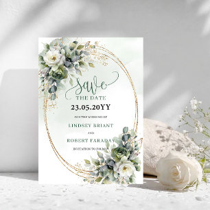 Carte Élégante de Sauvegarde de Date de Mariage à