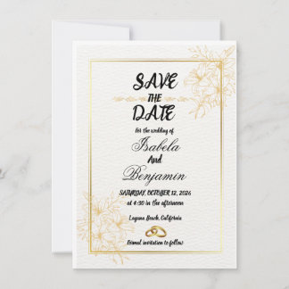 Carte Élégante de Save The Date en or