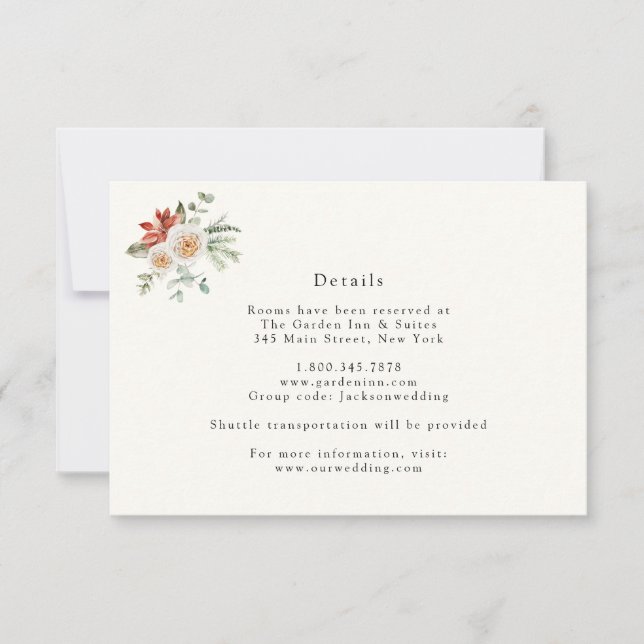 Carte élégante d'hiver avec détails floraux et de  (Devant)