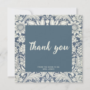 Carte Elégante douche à nuptiale florale bleu merci