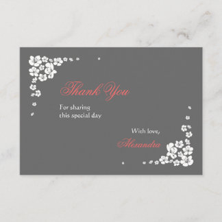 Carte élégante du Merci 3.5x5 de jeune mariée
