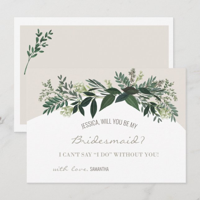 Carte Élégante Ferme Verdoyante Serez-Vous MyBridesmaid (Devant / Derrière)
