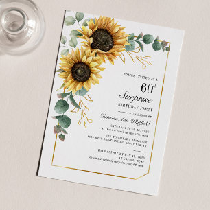Carte Elégante Fleur de tournesol 60e fête d'anniversair