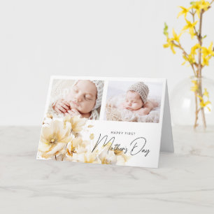 Carte Elégante Fleur Première Fête des Mères 2 Photos