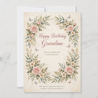 Carte élégante florale de joyeux anniversaire gran
