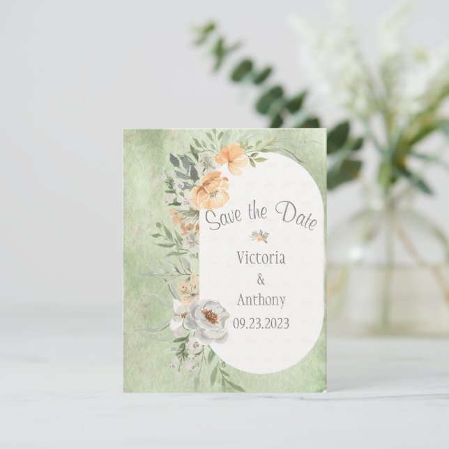 Carte Élégante florale d'ivoire de champagne Sauvez la d (Debout devant)