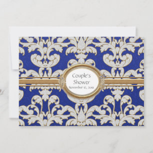 Carte élégante florale feuille damas baroque doré