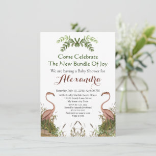 Carte Elégante Giraffe rose Floral Baby shower invitatio