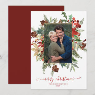 Carte Elégante hiver Floral Gold Foil Photo de Noël