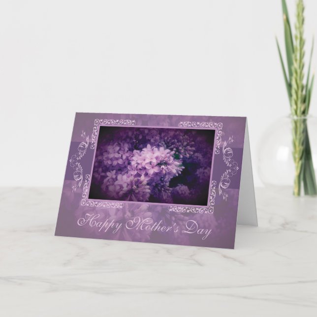 Carte Elégante Lilac Floral "Fête des Mères" (Devant)