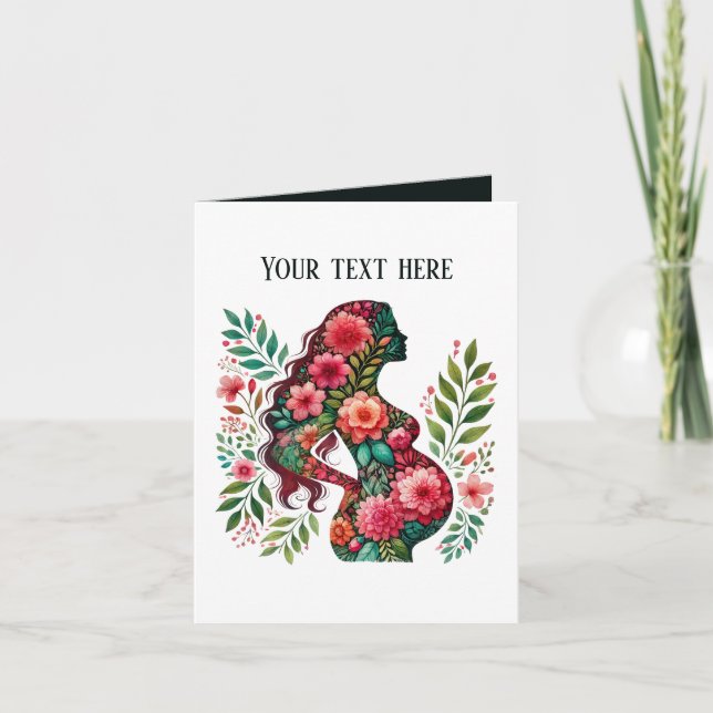 Carte Élégante maman enceinte ajouter du texte n'importe (Devant)