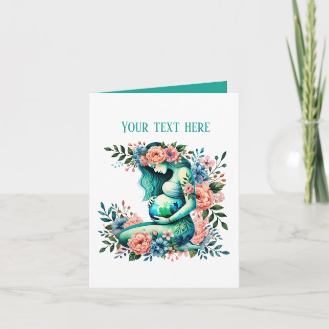 Carte Élégante maman enceinte ajouter du texte n'importe (Devant)
