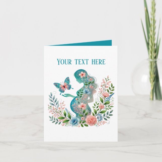 Carte Élégante maman enceinte ajouter du texte n'importe (Devant)