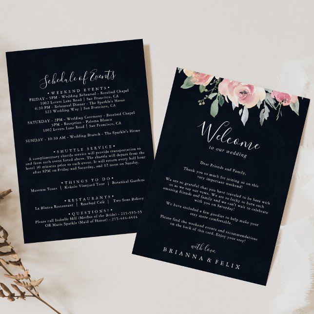 Carte Élégante Mariage florale rose (Créateur téléchargé)
