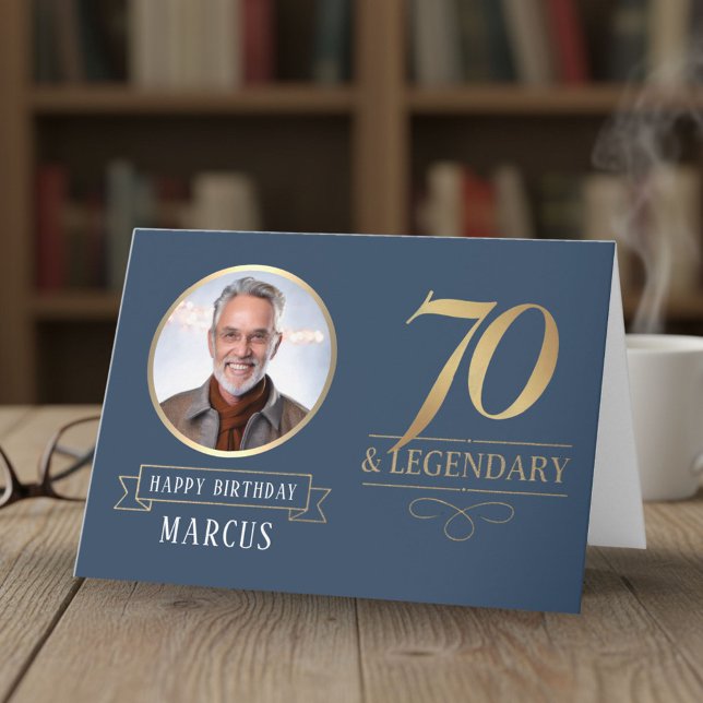 Carte Elégante Marine & Gold 70e & Légendaire Anniversai (Créateur téléchargé)