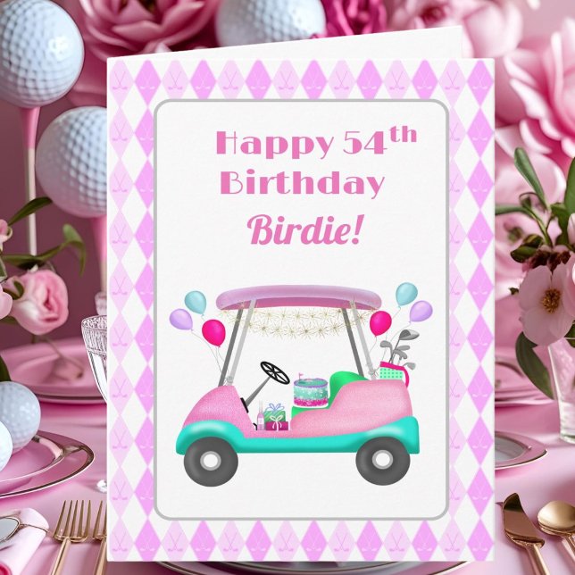 Carte Élégante partie de golf féminin Panier 54e anniver (Créateur téléchargé)