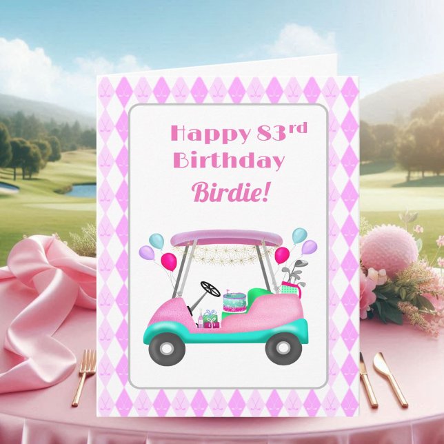 Carte Élégante partie de golf féminin Panier 83e anniver (Créateur téléchargé)