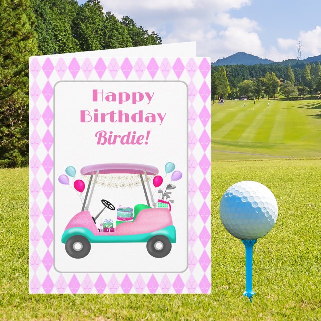 Carte Élégante partie de golf féminin Panier Anniversair (Créateur téléchargé)