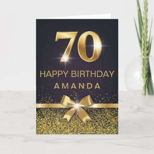 Carte Elégante Parties scintillant d'or 70e anniversaire