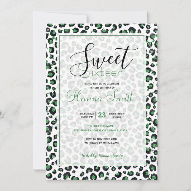 Carte Élégante Parties scintillant verte Poster de anima (Devant)