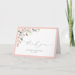 Carte Elégante Peach Rose Aquarelle Merci Floral