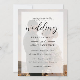 Carte Élégante Photo de Mariage avec Bordure en Or Blanc